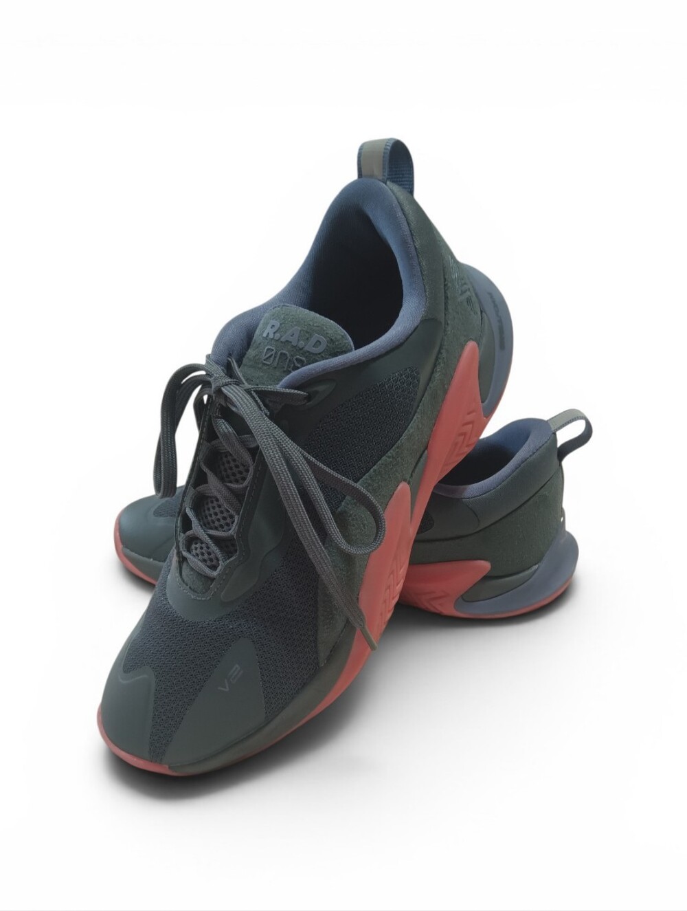 R.A.D. One Global Women's Athletic Sneakers in Grey and Coral Accent